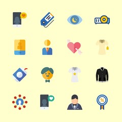 man vector icons set. shirt, smartphone, projector and discount in this set