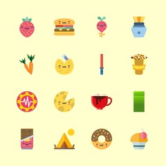 food icons set. fast, flat lay, bacon and iced graphic works