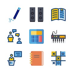 education icons set. notepad, person, participants and documents graphic works