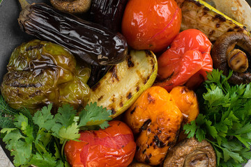 grilled vegetables close