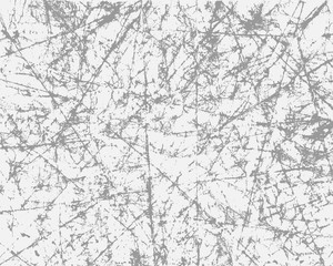 Grunge grey texture on white background. The effect of scratched, vintage paper. Vector illustration overlay for your design.