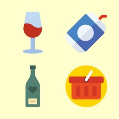 drink icons set. wine, closeup, cup and close-up graphic works