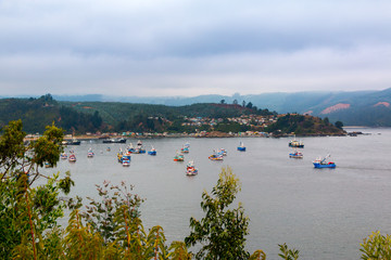 Vista puerto Coronel sur de Chile