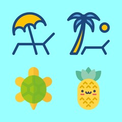 4 tropical icons set