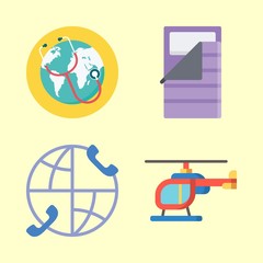 travel icons set. technology, equipment, helipad and marketing graphic works