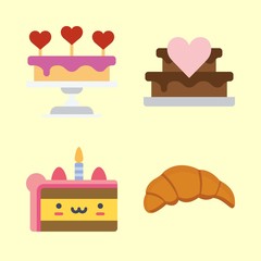 cake icons set. cuisine, background, romance and cooking graphic works