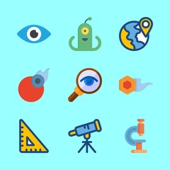science icons set. lonesome, lens, milky and clouds graphic works