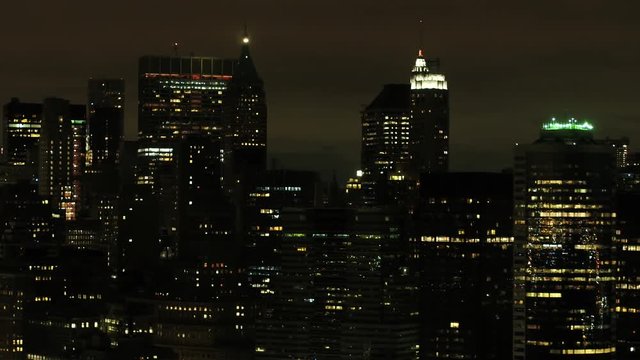 New York City night aerial drone footage