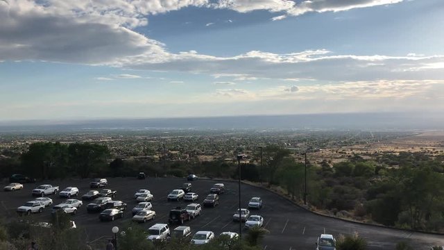 A pan shot of Albuquerque, New Mexico. Taken in June 2018 from Sandiago's Grill at the Tram on the Sandia Mountain.