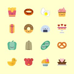 eat icons set. drop, nose, birthday and ripe graphic works
