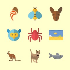 Naklejka premium animal icons set. house, pedigreed, arachnid and insect graphic works