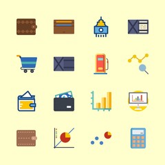 economy icons set. bank, expense, office and hypermarket graphic works