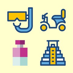 4 travel icons set