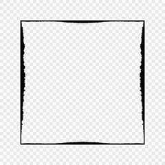 Fototapeta premium Grunge black frame on transparent background. Vector element for your design.