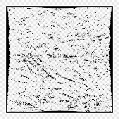 Grunge black texture with frame with possibility of overlay on transparent background. Distress texture for your design. Abstract vector pattern.