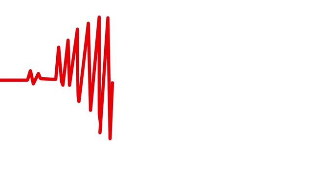 Heart Beat In Shape Of Heart. Seamless Loop Blue Background EKG Electrocardiogram Pulse Real Waveform. Health Concept. 4k