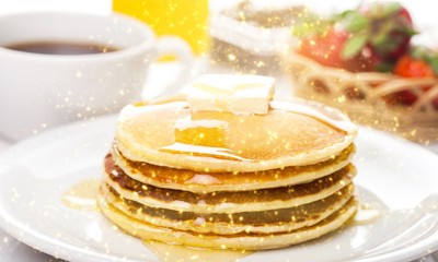 Stack of Small pancakes on plate