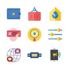 business vector icons set. wallet, plane ticket, internet and levels in this set