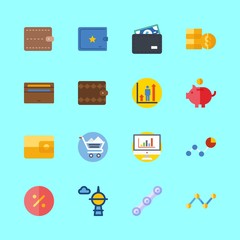 economy vector icons set. profits, savings, wallet and shopping cart in this set