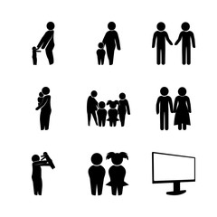 family vector icons set. mother and child, family, hug to the mother and brother in this set