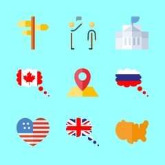 flag vector icons set. united states, canada, great britain and white house in this set