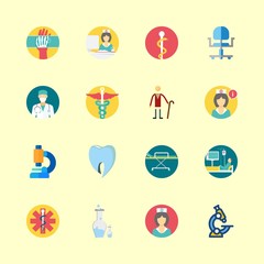 Fototapeta premium hospital icons set. person, dental, recovery and equipment graphic works