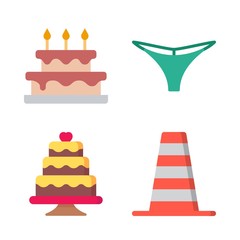 eat vector icons set. cone, wedding cake and thong in this set