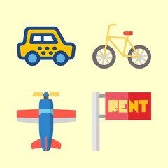 travel vector icons set. maps and flags, taxi, bicycle and plane in this set