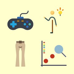 man icons set. controller, pc, science and information graphic works