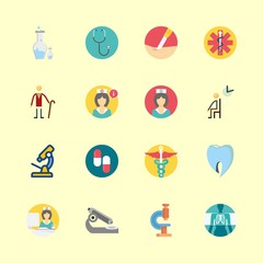 Fototapeta premium hospital vector icons set. chemistry, stethoscope, dentist logo and microscope in this set