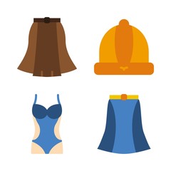 clothes vector icons set. swimsuit, skirt and winter hat in this set