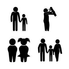 family icons set. happiness, boy, woman and spring graphic works