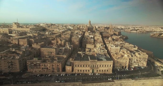 Aerial Shot over Valletta Church