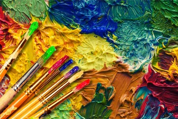 Different Artist brushes close-up view