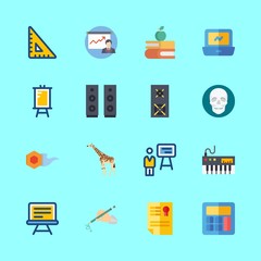 education vector icons set. calculator, comet, distance and presentation in this set