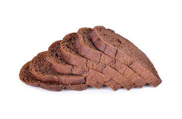 fresh sliced dark cocoa bread on white background