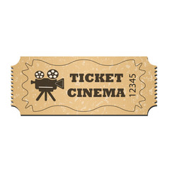 A cinema ticket, isolated on a white background. The element consists of a grunge texture. Vector illustration for your design.