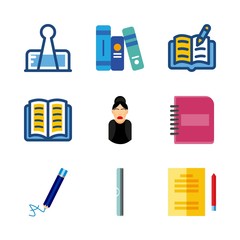 school vector icons set. books, studying, open book and pencil in this set