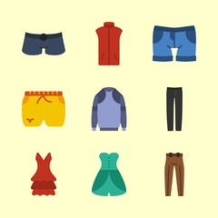clothes vector icons set. sweater, shorts, short and trousers in this set