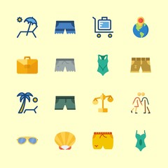16 beach icons set