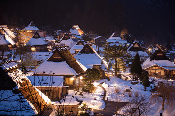 京都府 美山かやぶきの里 ライトアップ