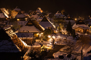 京都府 美山かやぶきの里 ライトアップ