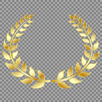 Golden Laurel wreath, isolated on gray background. Vector element for your design.