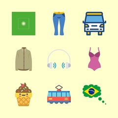 summer vector icons set. ice cream, van, tram and clover in this set