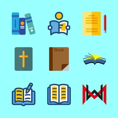 library vector icons set. fashion home logo, books, book and studying in this set