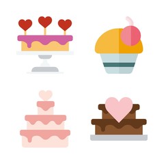 cake vector icons set. cupcake and wedding cake in this set
