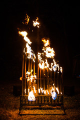 Pyrophone fire organ at night playing music