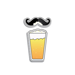 the glass of beer and mustache icon with foam beer