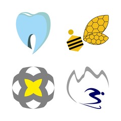logo vector icons set. florist market logo, winter resort logo, dentist logo and honey farm logo in this set