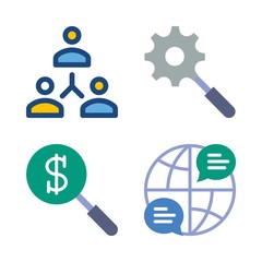 4 marketing icons vector set. search, internet and networking